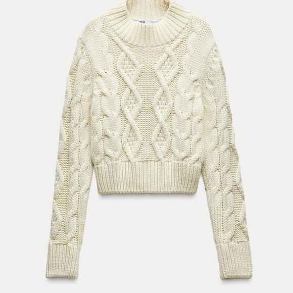 Zara beige open back sweater NWT, size US 4 - Picture 1 of 7